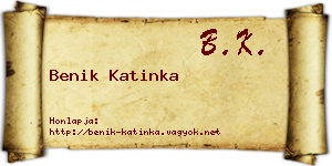Benik Katinka névjegykártya